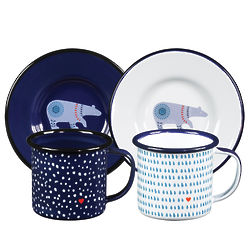 2 Espresso Cups and Saucers with Hidden Bear Design
