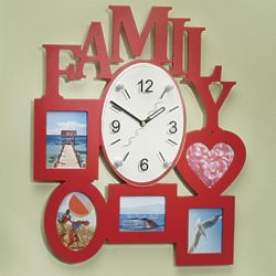 Family Clock with Heart and Picture Frames