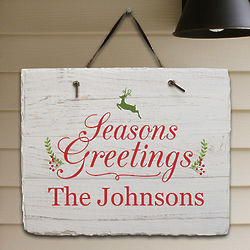 Personalized Seasons Greetings Slate Plaque