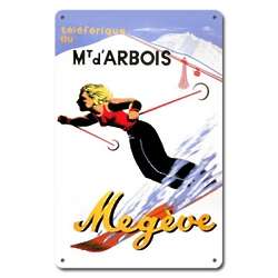 Mt. d'Arbois Megeve Metal Ski Sign