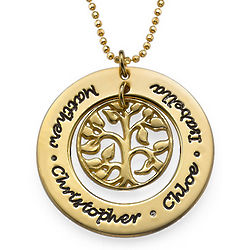 Personalized Family Tree Necklace in 18 Karat Gold Plating