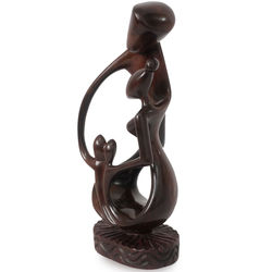 Family of Four Ebony Wood Sculpture