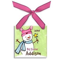 Personalized Big Sister Snowgirl Christmas Ornament