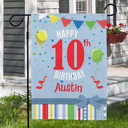 Personalized Confetti and Balloons Birthday Garden Flag