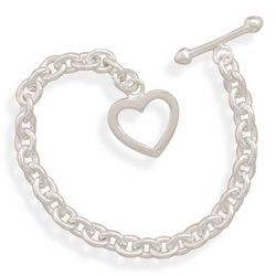 Oval Link Heart Toggle Bracelet