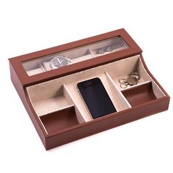 Leather Valet Box with Phone Tray