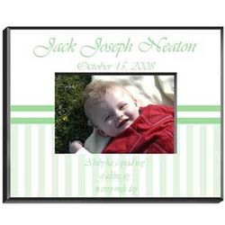 Baby's Personalized Green Striped Photo Frame
