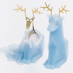 Blue Dyri PyroPet Reindeer Candle