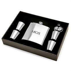 Personalized Steel Flask & Shot Cups Gift Set