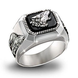 Men's Wolf Art Ring - The Call of the Wild