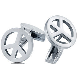 Stainless Steel Peace Sign Cufflinks