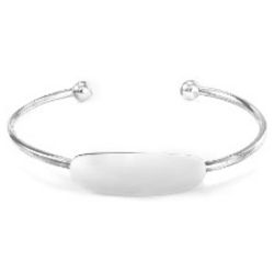 Cubic Zirconia and Sterling Silver Baby ID Cuff Bracelet