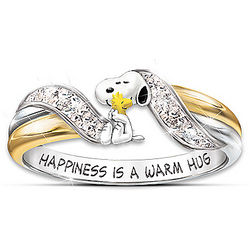 Snoopy and Woodstock Happiness Is A Warm Hug Diamonesk Ring