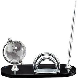 Personalized Desktop Pen Stand with Crystal Globe