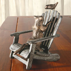 Cat and Bird in Chair Sculpture