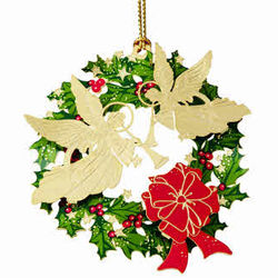 24 Karat Gold Plated Angel Wreath Christmas Ornament
