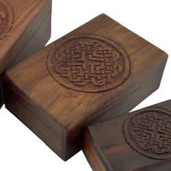 Hand Carved 5.5" Wooden Celtic Knot Box