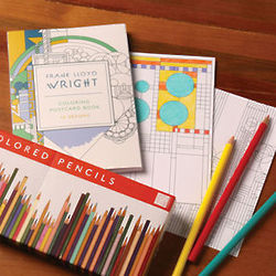 Frank Lloyd Wright Coloring Postcards and Pencils Set