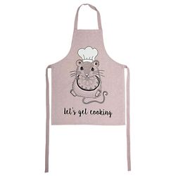 Cotton Apron with Mouse Design in Rose