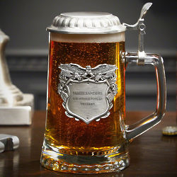 Land of the Brave Personalized Military Glass Beer Stein
