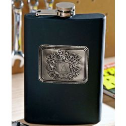 Royal Crested Blackout Personalized Flask