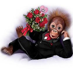 Wild About You Monkey Doll with Rose Bouquet
