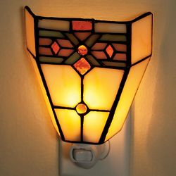 Mission Design Night Light with Tiffany-Style Stained Glass