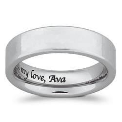 Men's Tungsten Polished Flat Engraved Message Band