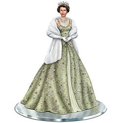 Queen Elizabeth II Figurine in Green Evening Dress