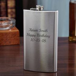 Engraved Roomy Stainless Steel Flask