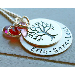 Mother's Personalized Family Tree Hand Stamped Necklace
