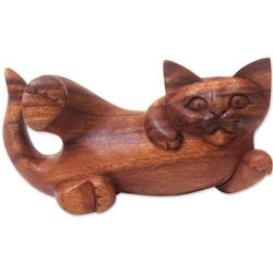 Naughty Kitty Wood Sculpture