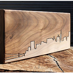 Famous City Skyline Wooden Routing Plaque
