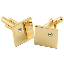 Engraved Square Gold Plated Cuff Links