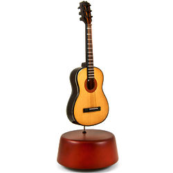 Rotating Miniature Acoustic Guitar 18 Note Musical Figurine