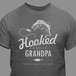 Personalized Hooked On Being Grandpa T-Shirt