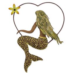 Mermaid Love Iron and Glass Mosaic Wall Sculpture