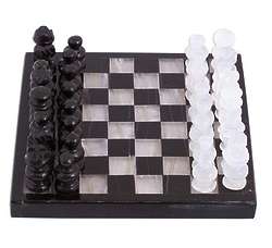Challenge Onyx and Marble Chess Set in Black and Ivory