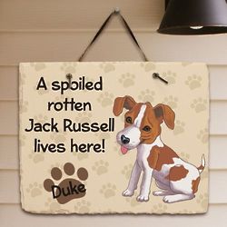 Personalized Jack Russell Spoiled Here Slate Plaque