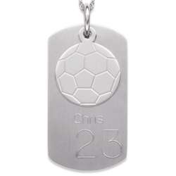 Stainless Steel Soccer Engraved Dog Tag Necklace