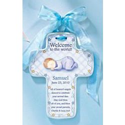 Personalized Blue Baby Cross