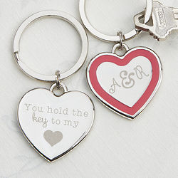 Personalized Couple's Romantic Heart Key Ring