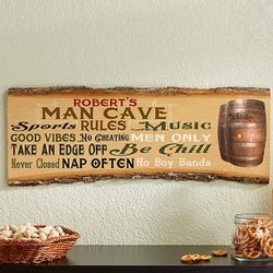 Man Cave Rules Personalized Basswood Plank