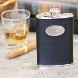 Engraved Leather Flask for Groomsmen
