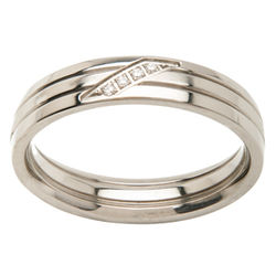 Men's Titanium Polished Band with Cubic Zirconia