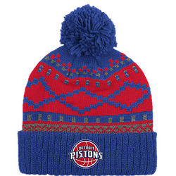 Detroit Pistons Diamond Cuffed Pom Knit Hat