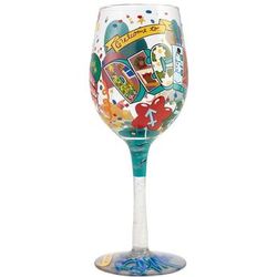 December Birthday Hand Painted Wine Glass