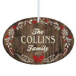 Personalized Rustic Christmas Large Oval Ornament