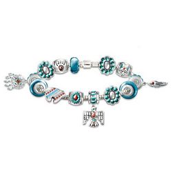Native American-Inspired Enameled Beaded Charm Bracelet