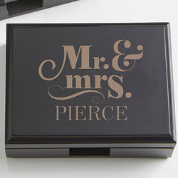 Happy Couple Personalized Wood Playing Card Box